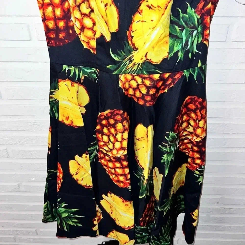 Grace Karin Black with Pineapple Design Swing Dress, Women’s Size Medium